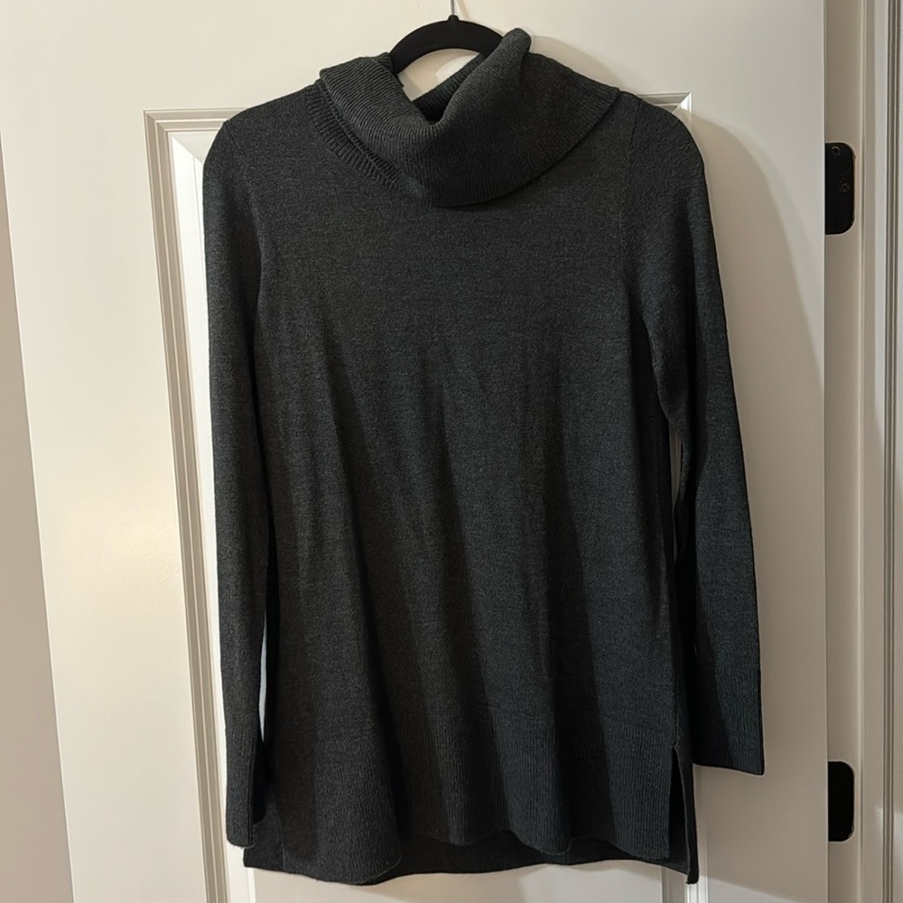 Dark Gray Cowl Neck Long Sleeve Sweater